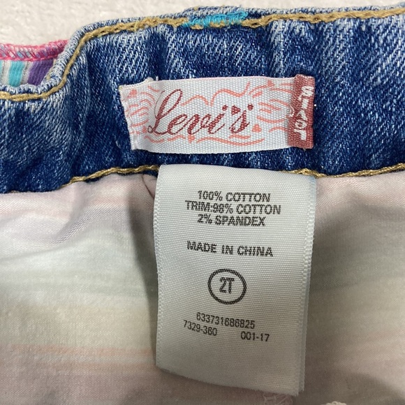 Levi’s red tab ruffle denim skirt with attached rainbow stripe shorts 2t - Picture 8 of 8